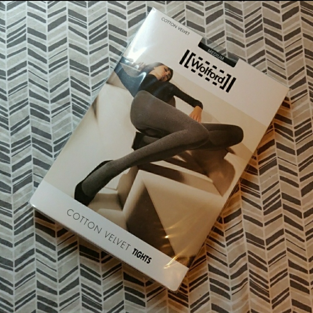 NIB size M Wolford Cotton Velvet tights (Grey)